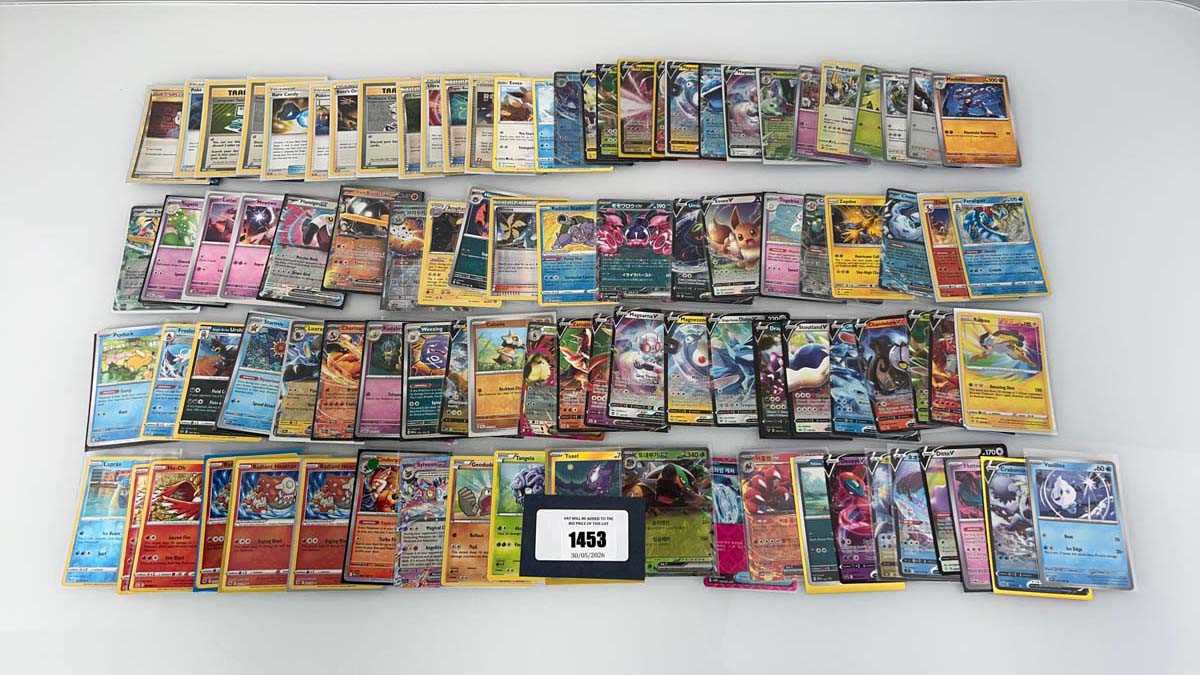 Lot 1453 - Approx. 100 Sleeved Pokémon cards from various...