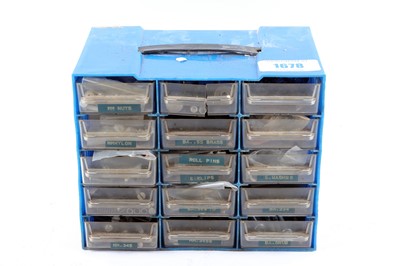 Lot 1678 - Multi (15) drawer cabinet with a variety of...