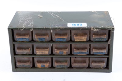 Lot 1683 - Multi (15) drawer cabinet mainly with taps and...