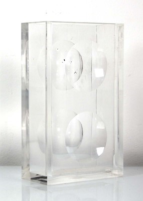Lot 129 - A Guzzini lucite 'UFO' vase of rectangular...