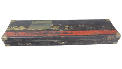 Lot 1464 - Oak and leather gun case with brass corners,...