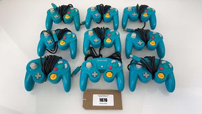 Lot 1076 - 9x Nintendo GameCube controllers in Turquoise