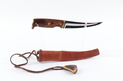 Lot 6 - Danish knife, 5 ins blade, laminated wood grip,...