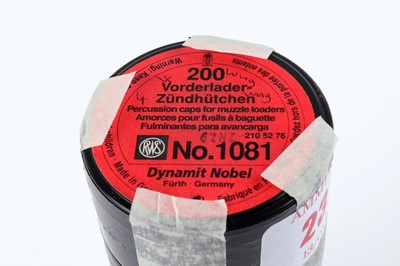 Lot 2379 - 5 tins of RWS percussion caps for muzzle loaders
