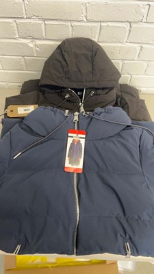 Lot 1863 - x2 DKNY long hooded coats - both size M