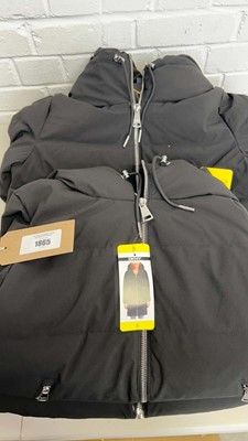 Lot 1865 - x2 DKNY long hooded coats - size S & M