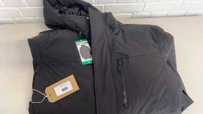 Lot 1866 - DKNY long hooded coat - men's size XL