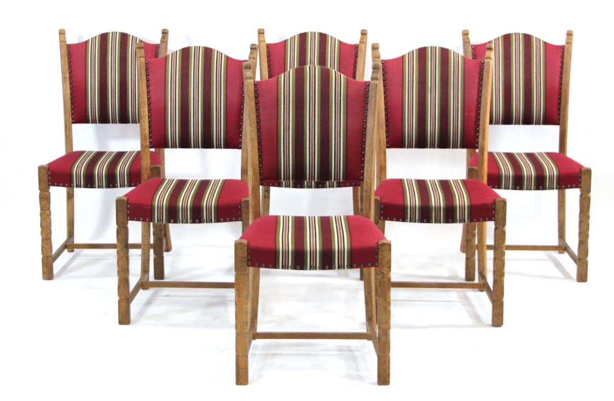 Lot 19 - A set of six 1960's Danish oak framed dining...