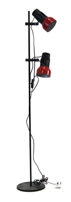 Lot 69 - A 1980's Danish twin-spot black floor lamp...