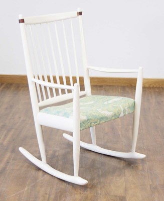 Lot 124 - A 1960/70's Danish spindle-back rocking chair...