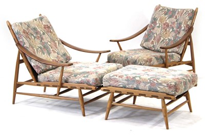 Lot 167 - A pair of Ercol 442 beech and elm lounge...