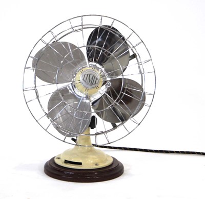 Lot 185 - A 'Limit' desk fan with a cream enamelled body...
