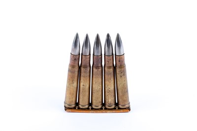 Lot 2588 - 5 x .55 Boys anti-tank cartridges, inert