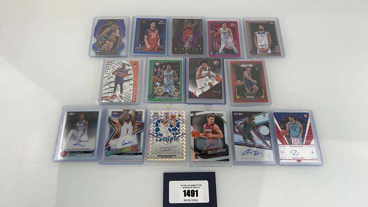 Lot 1491 - 15 Top Loaded Signatured/Serial Numbered NBA...