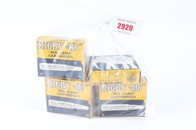 Lot 2929 - 6 x .416 Rigby Big Game cartridge boxes (empty)