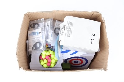 Lot 1096 - Box of paper targets, airgun cleaning brushes,...