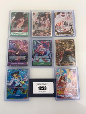 Lot 1253 - 8 Top Loaded One Piece TCG cards from various...