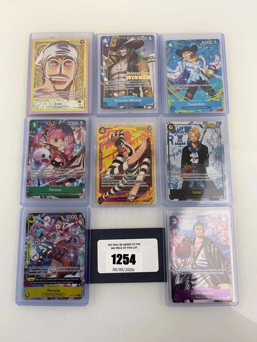 Lot 1254 - 8 Top Loaded One Piece TCG cards from various...