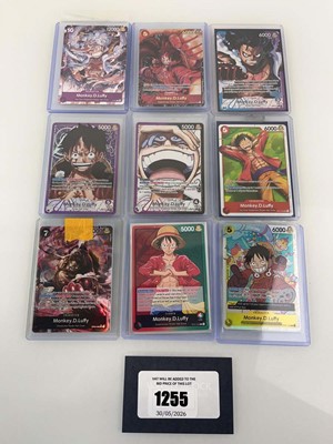 Lot 1255 - 9 Top Loaded One Piece TCG Monkey D. Luffy...
