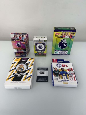 Lot 1526 - (5) Various Football card and sticker boxes...