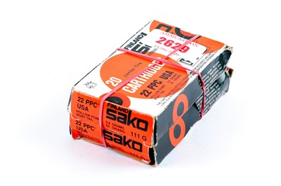 Lot 2629 - (S1) 40 x .22 (PPC) rifle cartridges by Sako,...