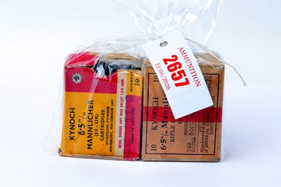 Lot 2657 - (S1) 40 x 6.5mm Mannlicher rifle cartridges by...