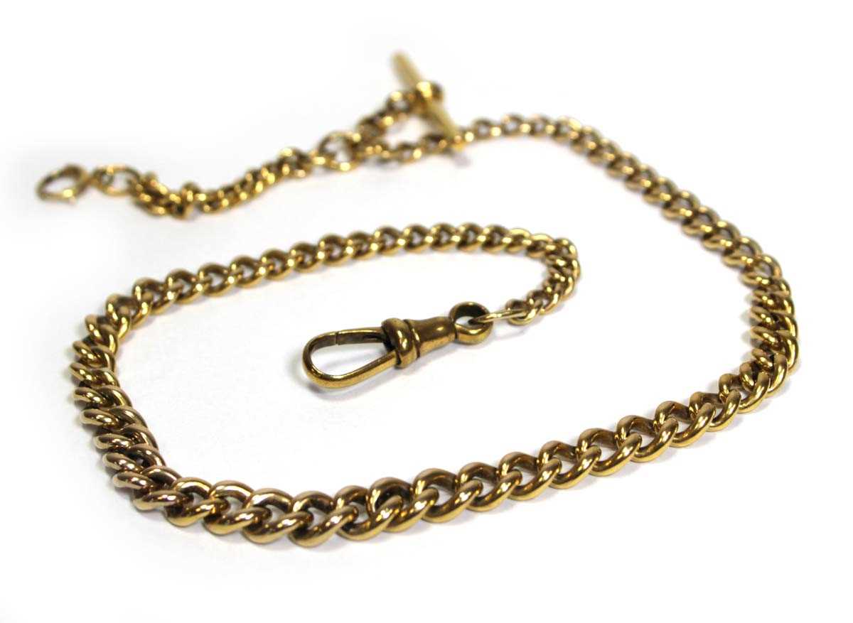 Lot 625 - A 9ct yellow gold Albert watch chain with...