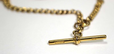 Lot 625 - A 9ct yellow gold Albert watch chain with...