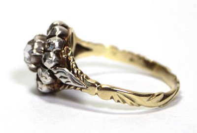Lot 634 - A Dutch 14ct yellow gold cluster ring set rose...