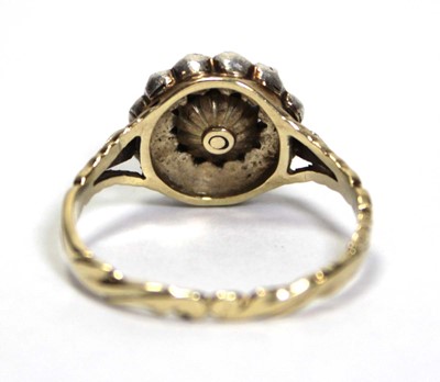 Lot 634 - A Dutch 14ct yellow gold cluster ring set rose...