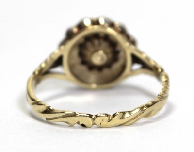 Lot 634 - A Dutch 14ct yellow gold cluster ring set rose...