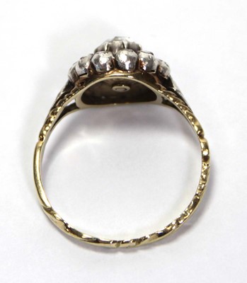 Lot 634 - A Dutch 14ct yellow gold cluster ring set rose...