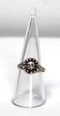 Lot 634 - A Dutch 14ct yellow gold cluster ring set rose...