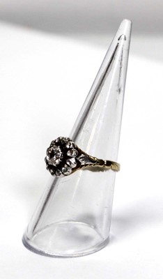Lot 634 - A Dutch 14ct yellow gold cluster ring set rose...