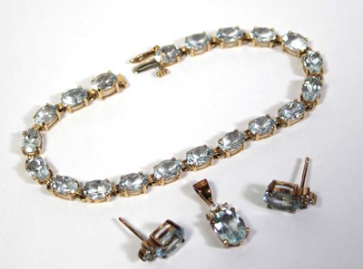 Lot 642 - A 14ct yellow gold tennis type bracelet set...