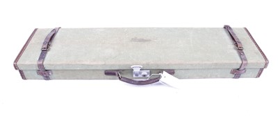 Lot 1455 - Canvas gun case, baize lined interior fitted...