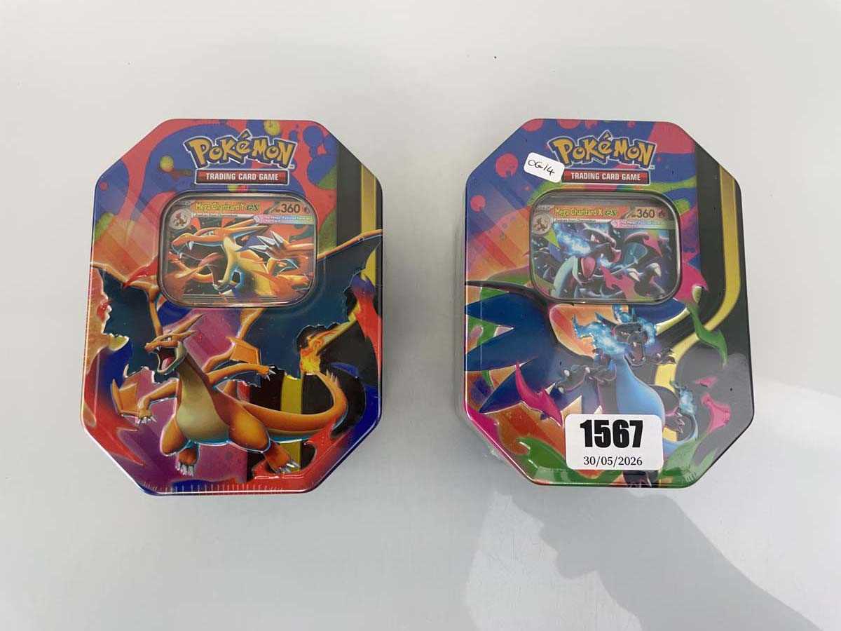 Lot 1567 - 2 Pokémon TCG: Mega Charizard Tins (8 packs...