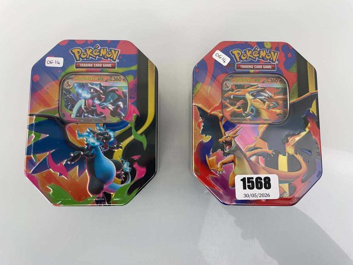 Lot 1568 - 2 Pokémon TCG: Mega Charizard Tins (8 packs...