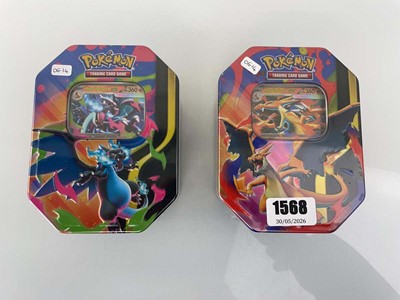 Lot 1568 - 2 Pokémon TCG: Mega Charizard Tins (8 packs...