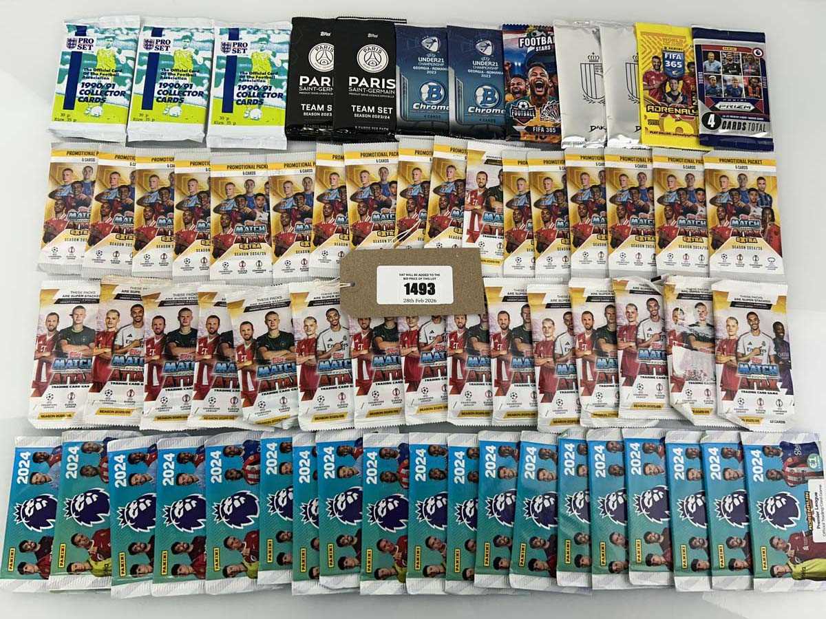 Lot 1665 - Qty of football trading card booster packs to...