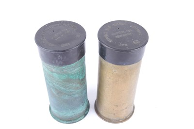 Lot 1132 - Two jet engine starter cartridge brass cases,...