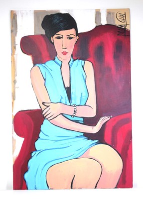 Lot 191 - Terry Wood (b.1952), Study of a seated female...