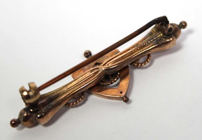 Lot 663 - A late Victorian 9ct yellow gold bar brooch of...