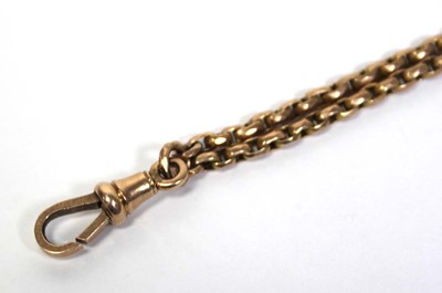 Lot 665 - A yellow gold belcher link watch chain with...