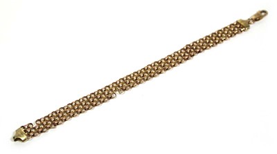 Lot 679 - A 9ct rose gold mesh link bracelet, l. 18 cm,...