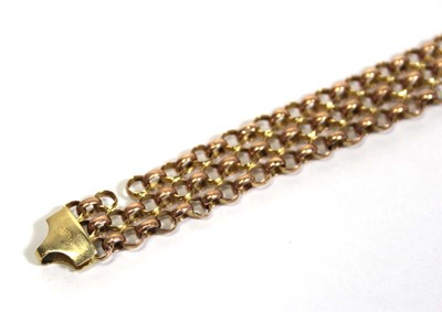 Lot 679 - A 9ct rose gold mesh link bracelet, l. 18 cm,...