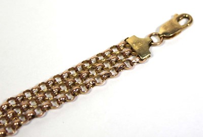 Lot 679 - A 9ct rose gold mesh link bracelet, l. 18 cm,...