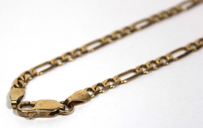 Lot 680 - A 9ct yellow gold figaro link bracelet with...