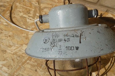 Lot A pair of vintage industrial light fittings...