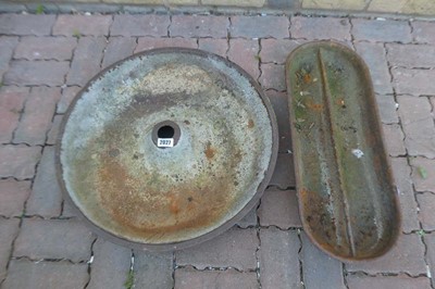 Lot Cast Iron circular pig feeder marked "Ward &...